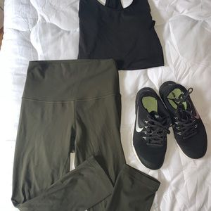 Dark Olive Lululemon Align High Rise Crop Leggings